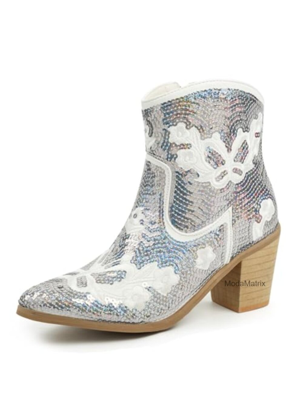 Western Cowboy Ankle Boots with Zipper - Pointed Toe Low Cowgirl Booties